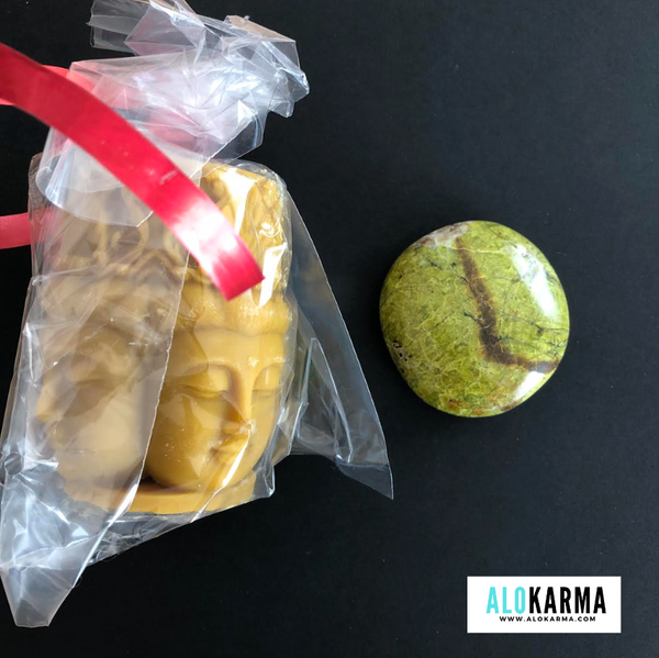 Bougie artisanale + pierre naturelle (2)